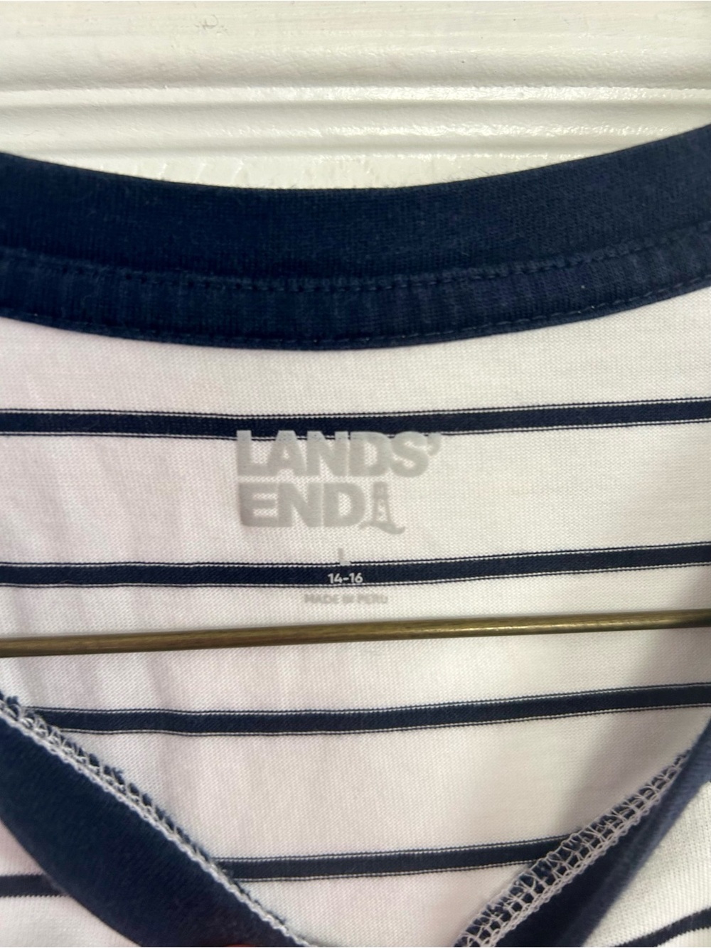 Lands End Striped Crewneck Tee - Navy & White - Picture 4 of 4